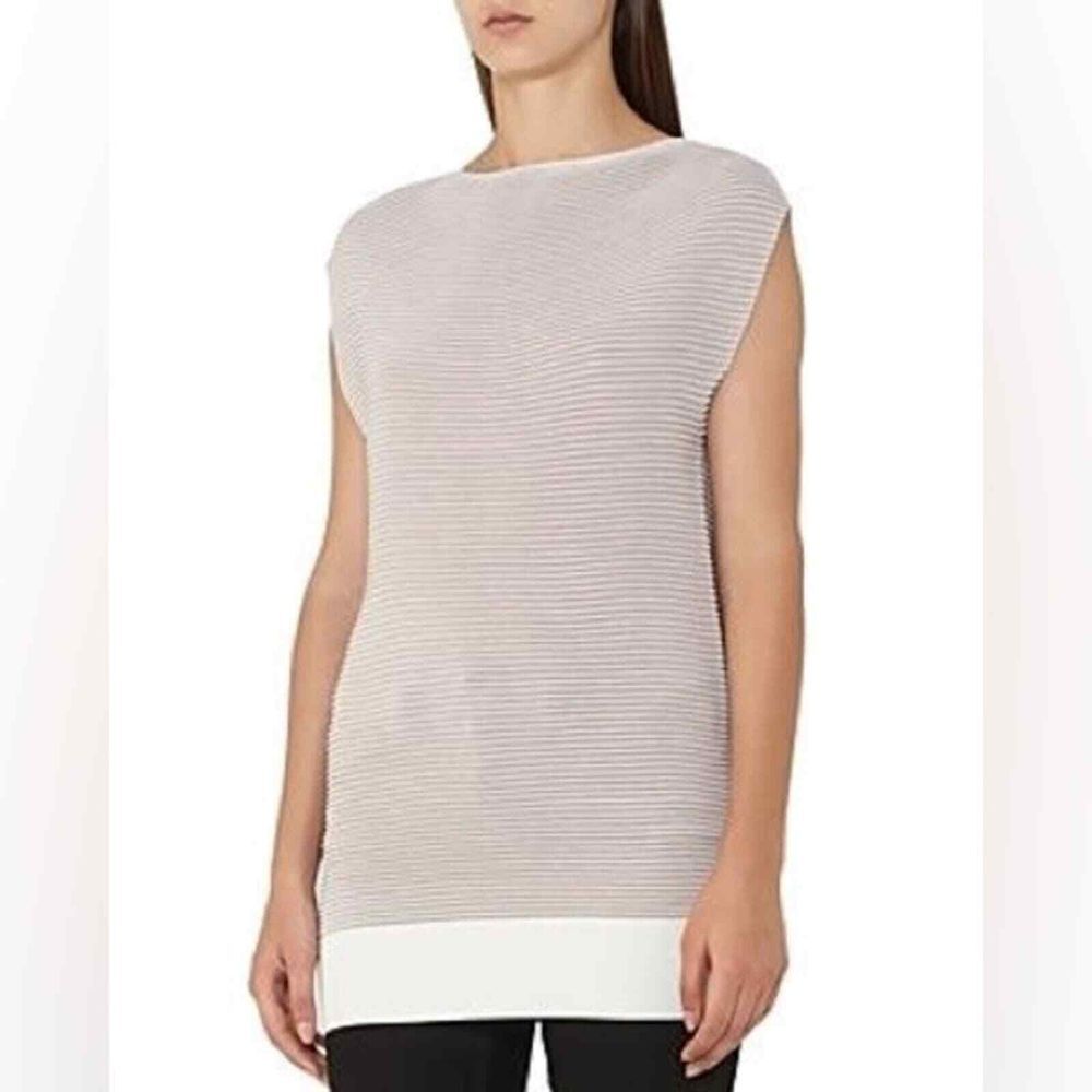 Reiss Lucinda Ribbed Top in Nude sz M
